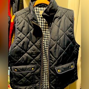 Jcrew womens navy blue down feather vest like new! Size large EUC